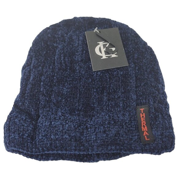 NEW Women's Beanie Hat Cap Solid Plain Knit Ski Skull Cuff Warm Winter - Blue - Picture 1 of 3